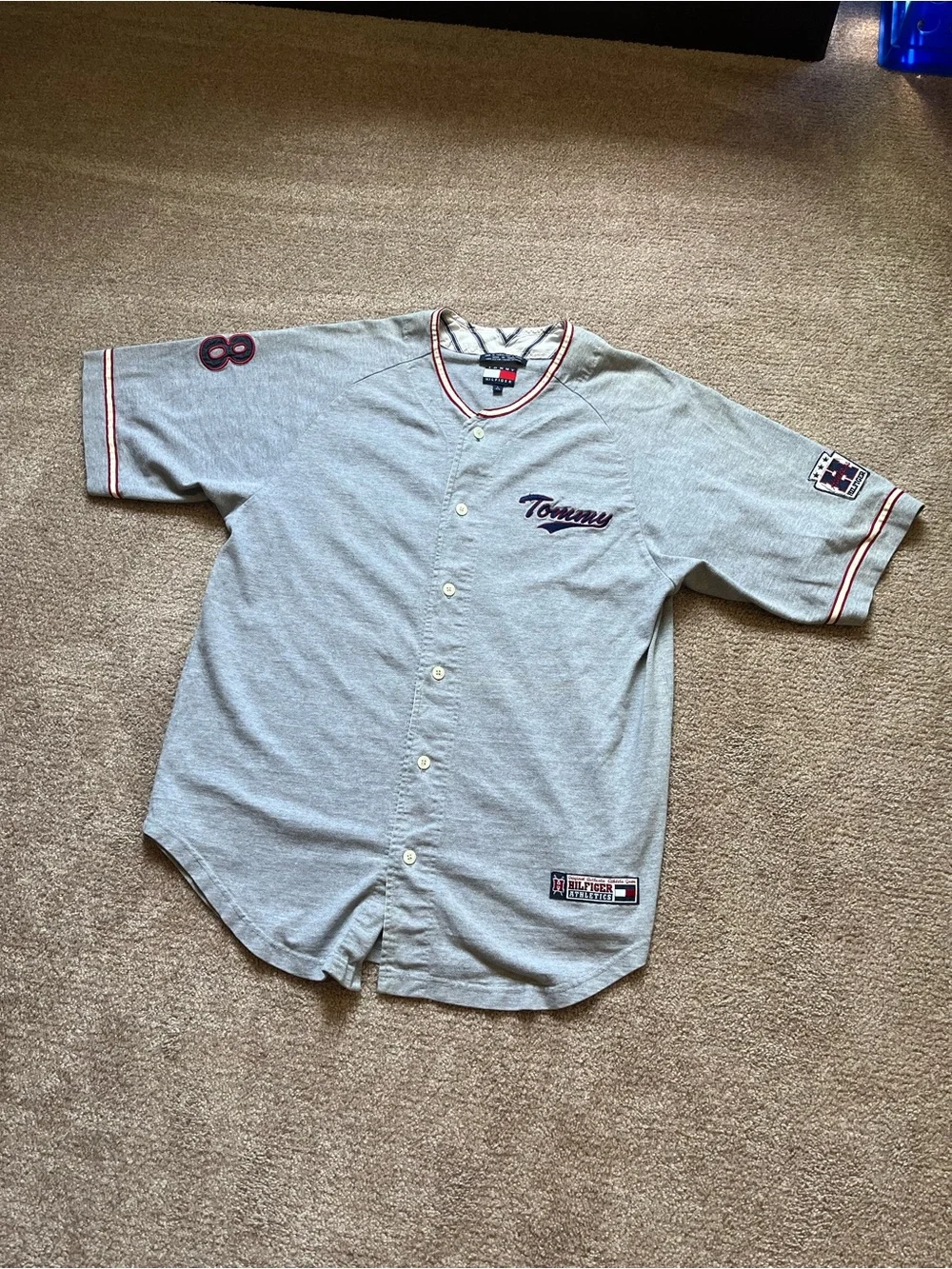 VTG 90’s Tommy Hilfiger Grey Cotton Baseball Jersey